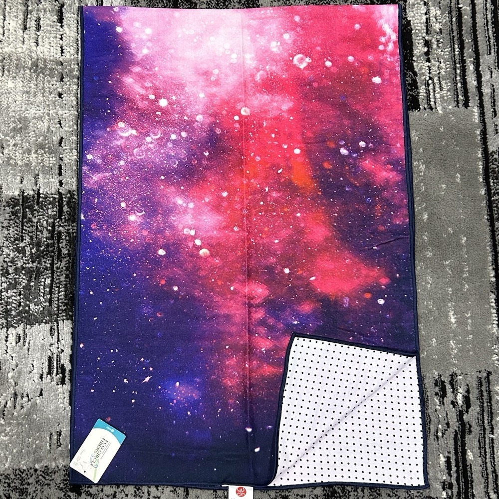 Yogafina Purple Galaxy Skidless Yoga Pilates Mat Towel‎ Size 24" x 68" New